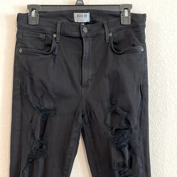 Agolde Women’s Sophie Jeans Size 30 Black Cotton Spandex Distressed Whimsigoth - Picture 7 of 17